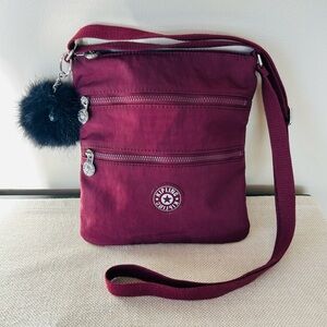 Kipling Burgundy Crossbody Bag with Kipling Charm